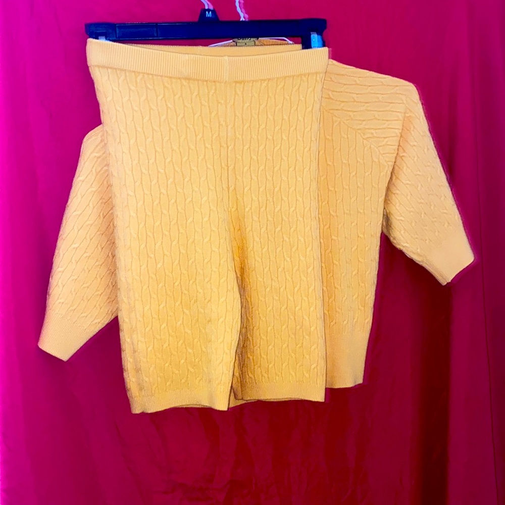 Two piece yellow short cropped top